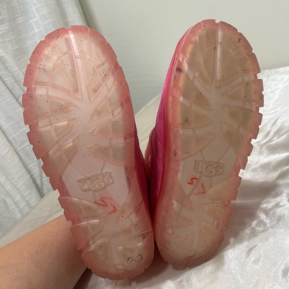 UGG Neumel Clear Chukka Boot Hot Pink Suede Wool Shearling Lined Size 8 - Picture 11 of 16